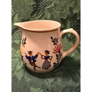 Vintage Alpine Ironstone Creamer Pitcher German Folk Dance Scene Ovenproof
